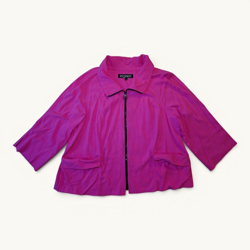 Hot Pink Utility Jacket Windridge Cheryl‎ Nash Zip Front Lightweight Jacket